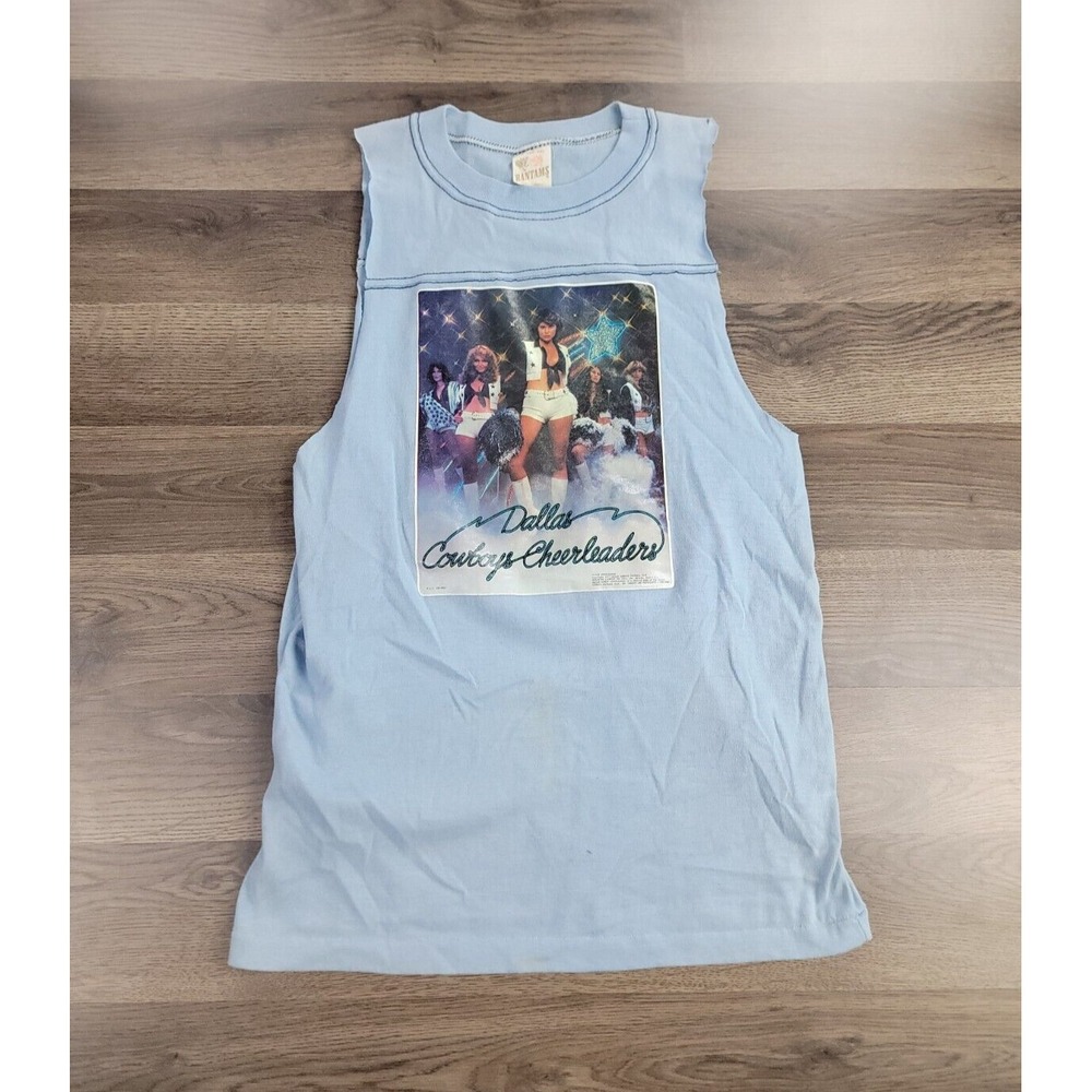 Vintage 70s Dallas Cowboys Shirt Small Cheerleaders Cut Off NFL Felt Staubach